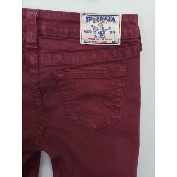 True Religion‎ Jeans Women 27 Burgundy Hi Rise Legging Stretch Skinny USA Made - Picture 9 of 14
